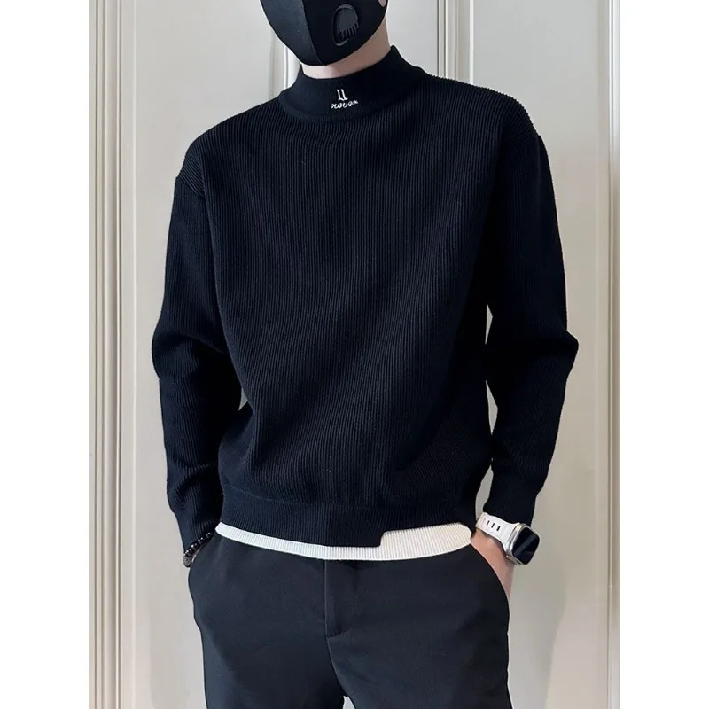 

Осенние и зимние свитера, мужские рубашки с длинными рукавами, утепленные модные свитера, повседневные корейские универсальные свитера