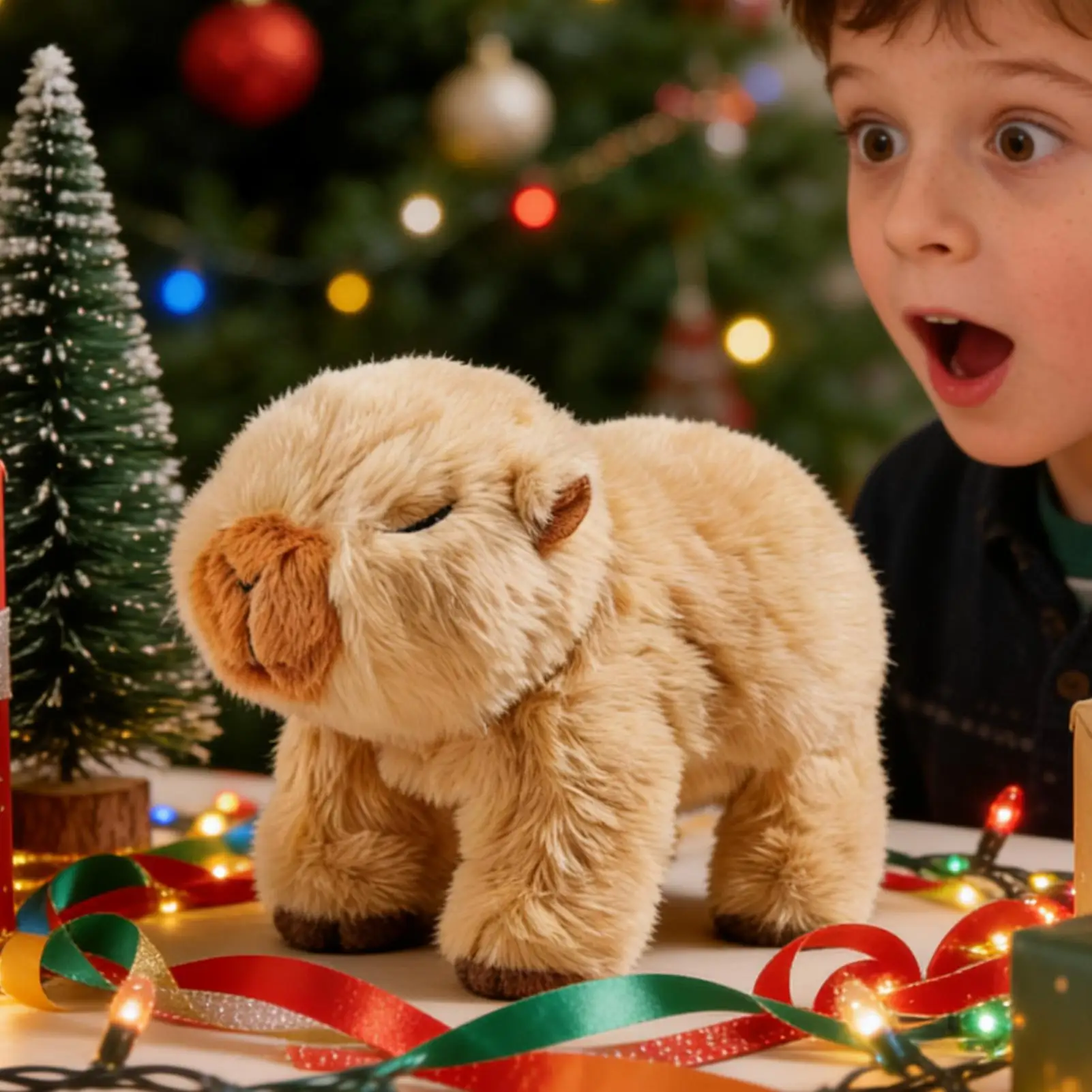 ตุ๊กตาคาปิบาร่าไฟฟ้า น่ารัก นุ่ม เหมือนจริง เดินได้ ของเล่นอิเล็กทรอนิกส์สำหรับเด็ก เด็กชาย เด็กหญิง เด็กก่อนวัยเรียน ห้องนอนเด็ก