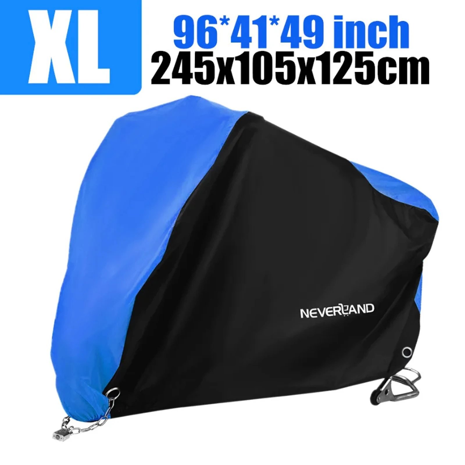 Pokrowiec na motocykl NEVERLAND, akcesoria motocyklowe, rozmiar XL pasuje do motocykli o wymiarach do 205*75*135, czarno-niebieski