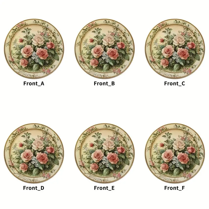 VIKAMA Retro Pink and White Rose Round Table Mat Thermal Insulation Fabric Table Mat French Countryside Table Decoration