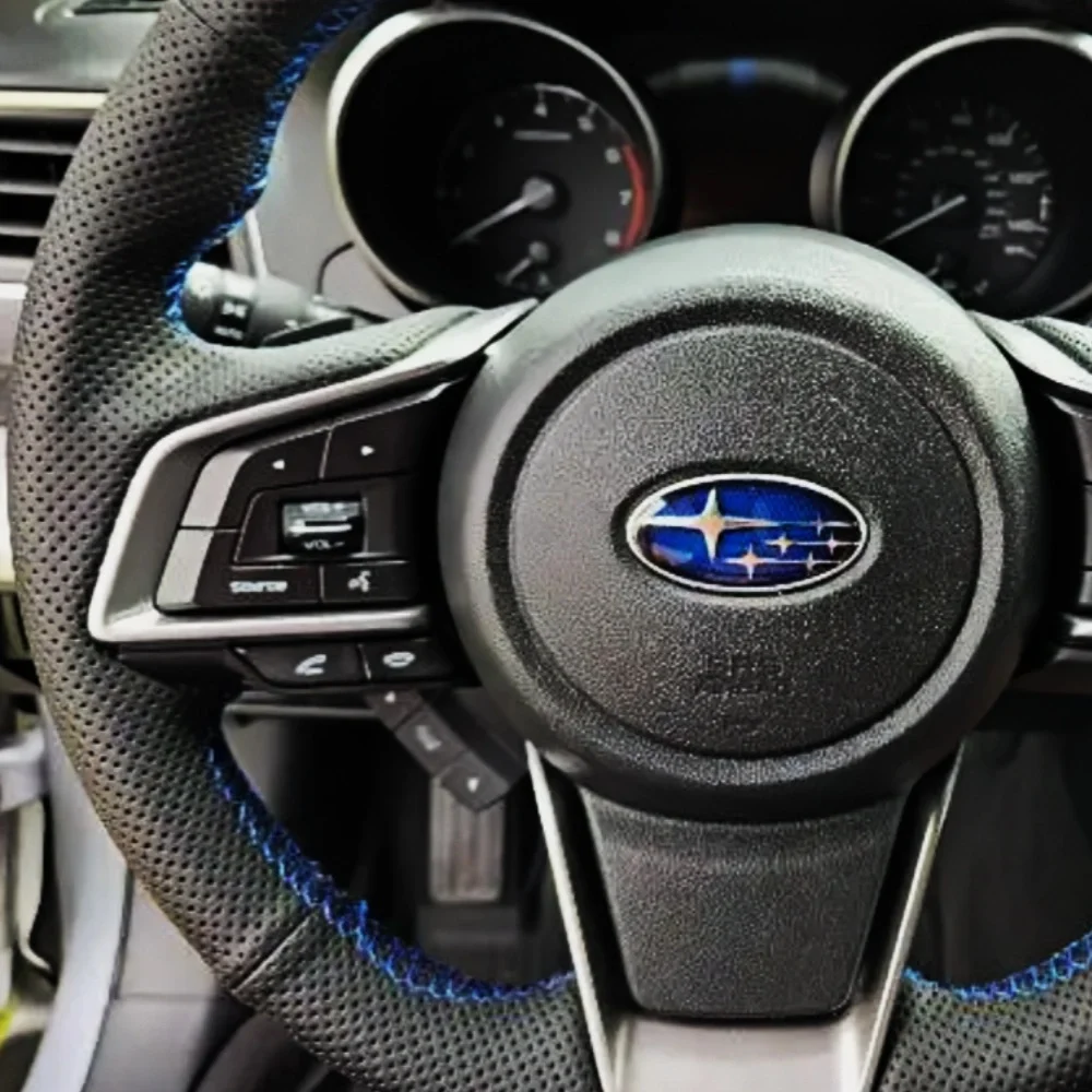 Customized Car Steering Wheel Braid Cover Black Hand Sewing Microfiber Leather For Subaru Forester Outback Legacy XV Crosstrek