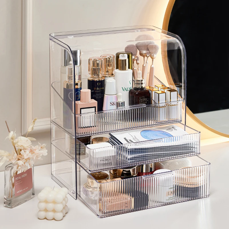 Clear Makeup Organizer PET Dustproof Storage Box, Bathroom Organizer, Lipstick Organizer Box, Acrylic