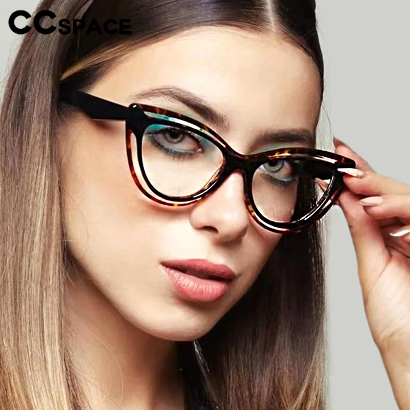 女性用キャッツアイアンチブルーライトメガネフレーム,カラーブロッキング,クリア,カスタム,トレンディなファッション,#301663