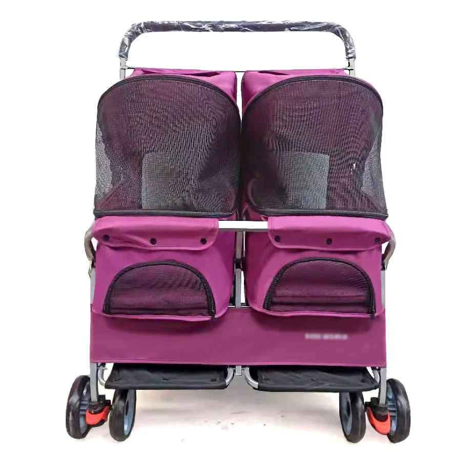 Two Seat Pop It Pet Cart Dog Carrier Double Nests Bed Fold Dismantling Washing Cat Care For Pets Dogs Accessories Transportation