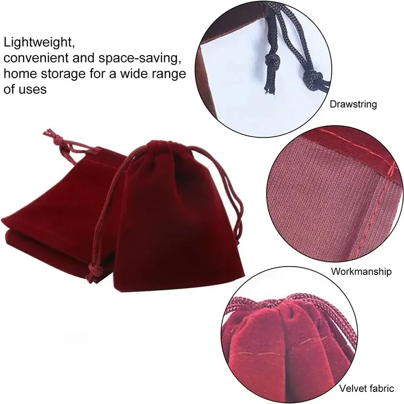10pcs Velvet Drawstring Bags Velvet Cloth Jewelry Pouches Wedding Favor Party Drawstring Gift Candy Bags Reusable Storage Pouch
