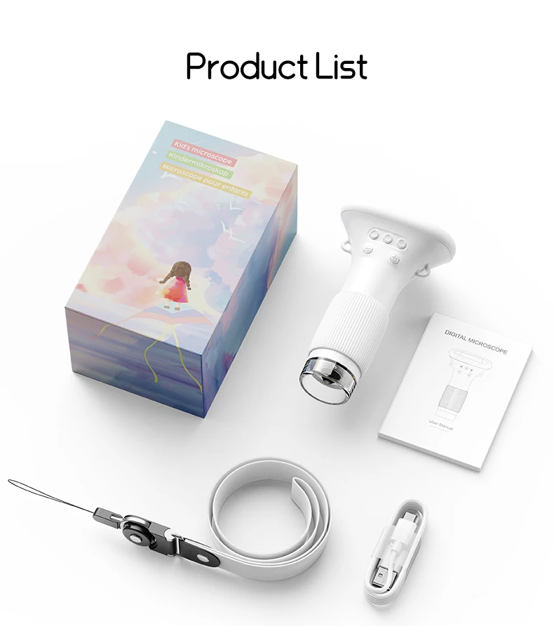 2MP 1080P 2Inch HD IPS Color Screen 1000x High-Resolution Lens for Precise Observation and Imaging Kid's Digital Microscope