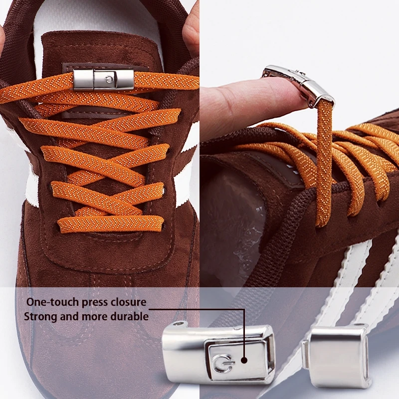 Elastic No Tie Shoelaces with Press Lock, One-Touch Buckle Laces for Sneakers, Quick Release Replacement Laces for Kids & Adults