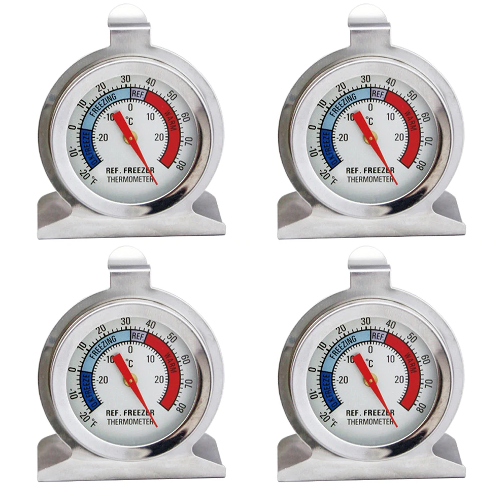 

6pcs Temperature Humidity Meter Refrigerator Thermometer Stainless Steel Freezer Accurate Real Time Small Easy Install Silver