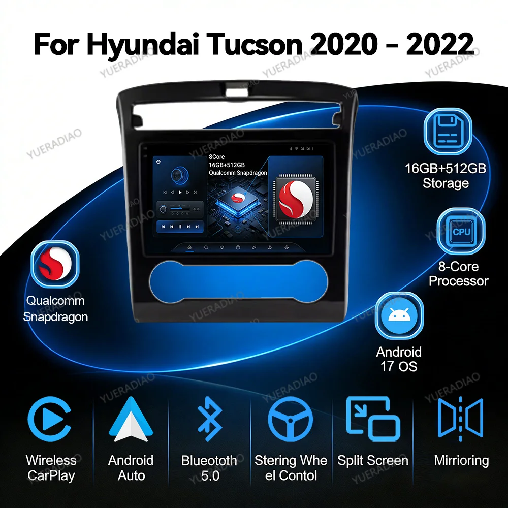 Android 17 Car Radio For Hyundai Tucson IX35 2020 2021 2022 Head Unit SWC GPS NAVI BT Backup Camera Multimedia Video Player FM