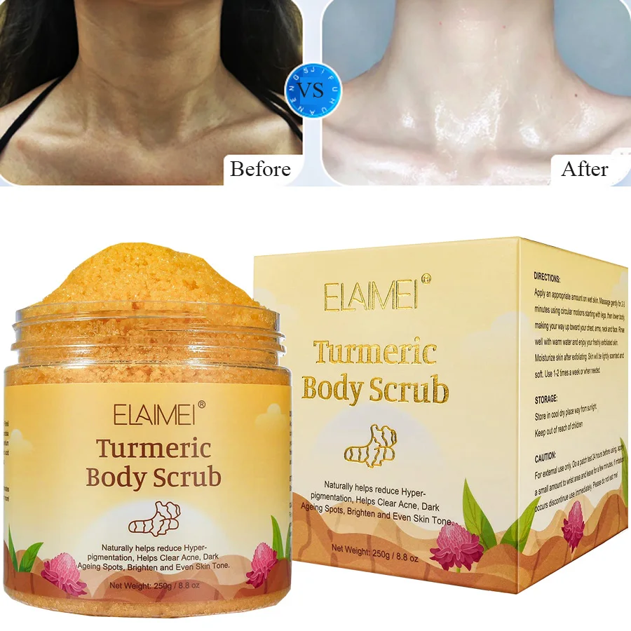 Turmeric Body Scrub with Dead Sea Salt Moisturizing Skin Anti-Aging Skin Exfoliating Reducing Pores Clearing Acne Smoothing Skin