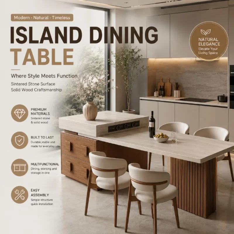 Modern Sintered Stone Dining Table Countertop Artificial Marble Multi‑Purpose Kitchen Island Surface for Household Decoration