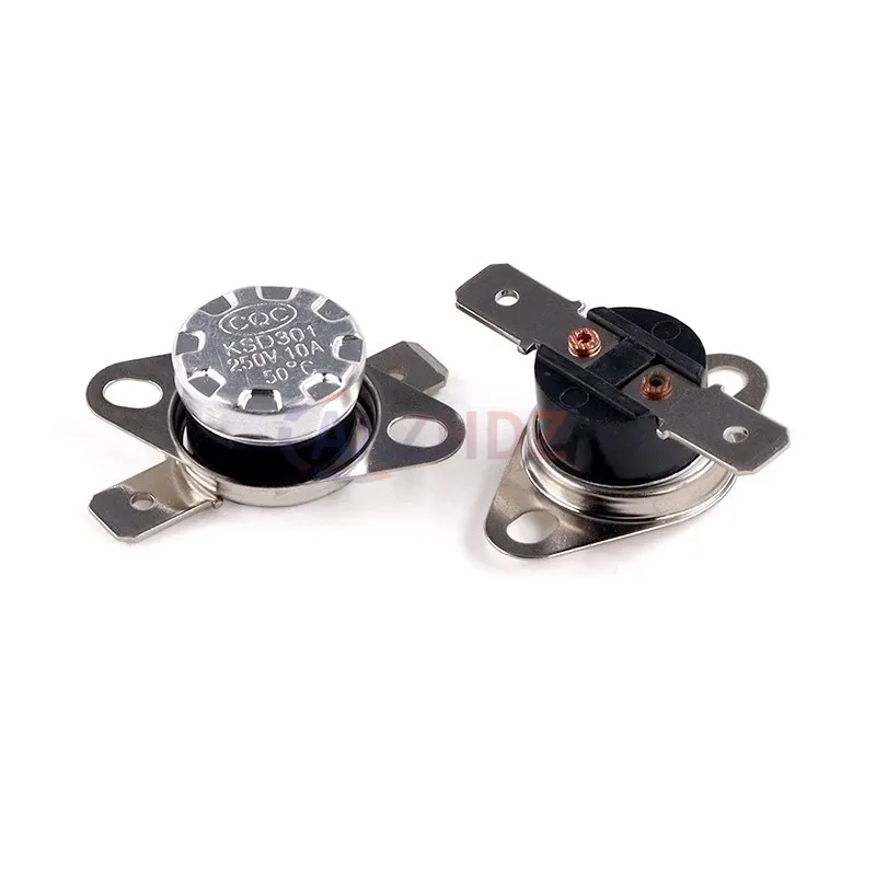 5PCS 평상시 열림 KSD301 10A 250V 0-160도 평상시 닫힘 베이클라이트 KSD-301 온도 스위치 온도 조절기 센서 50 60 65