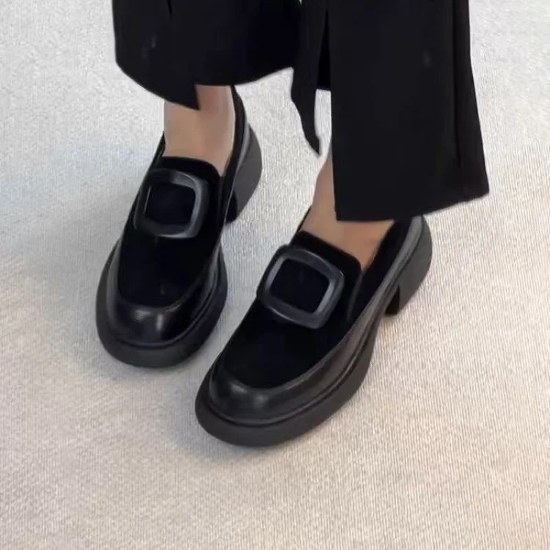 

2025 New Women's Soft Genuine Shoes Thick Sole British Style Flats New Spring Summer Collection Uniform Loafers