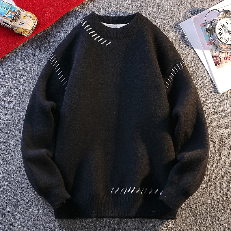 Nuevo suéter de punto cálido de moda de Color sólido 2025 suéter de punto cálido de otoño/invierno para hombre jersey ropa para el hogar