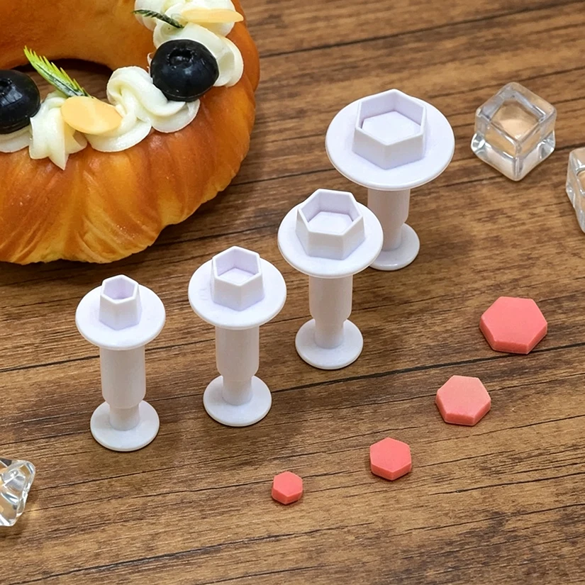 4 Teile/satz Sechseck Form Fondant Kuchen Dekorieren Gum Paste Gebäck Zucker Handwerk Cutter Mold Werkzeuge – Detail 2