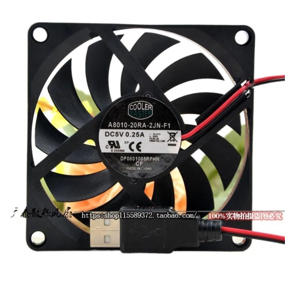 

A8010-20RA-2JN-F1 For Cooler Master 8010 DC 5V 0.25a 8cm Ultra-Thin Mute Cooling Fan