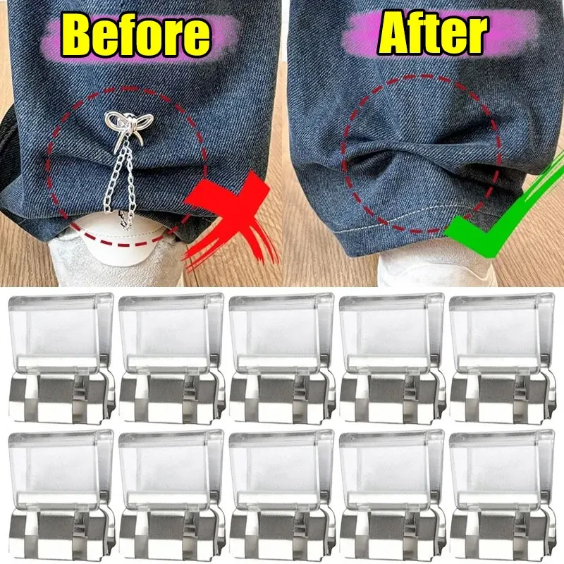 

10pcs New Invisible Leg Shortening Clip, Seam-free Hidden Non-slip Pants Edge Clip, Used for Anti-drag Pants Hem Fixing Device