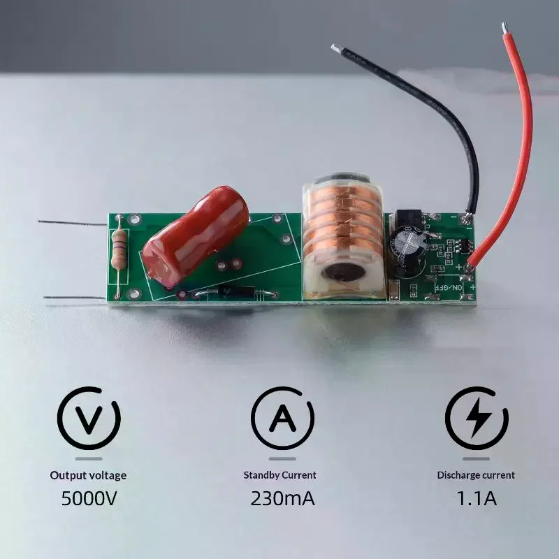 DC 3.7V High Voltage Boost Coil Module 2800V‑3000V Arc Pulse Generator For Physical Insect Removal Scientific Experiment Agricu