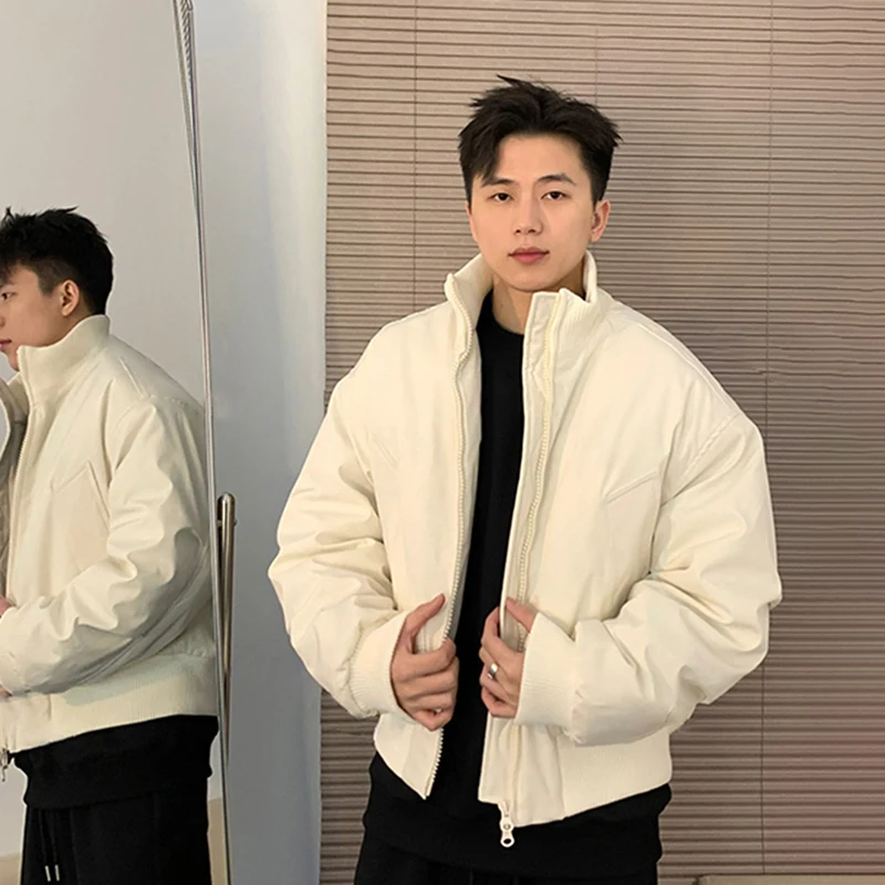 

Утепленная хлопковая куртка-бомбер мужская зимняя теплая в американском стиле, свободного кроя, с длинными рукавами, на молнии