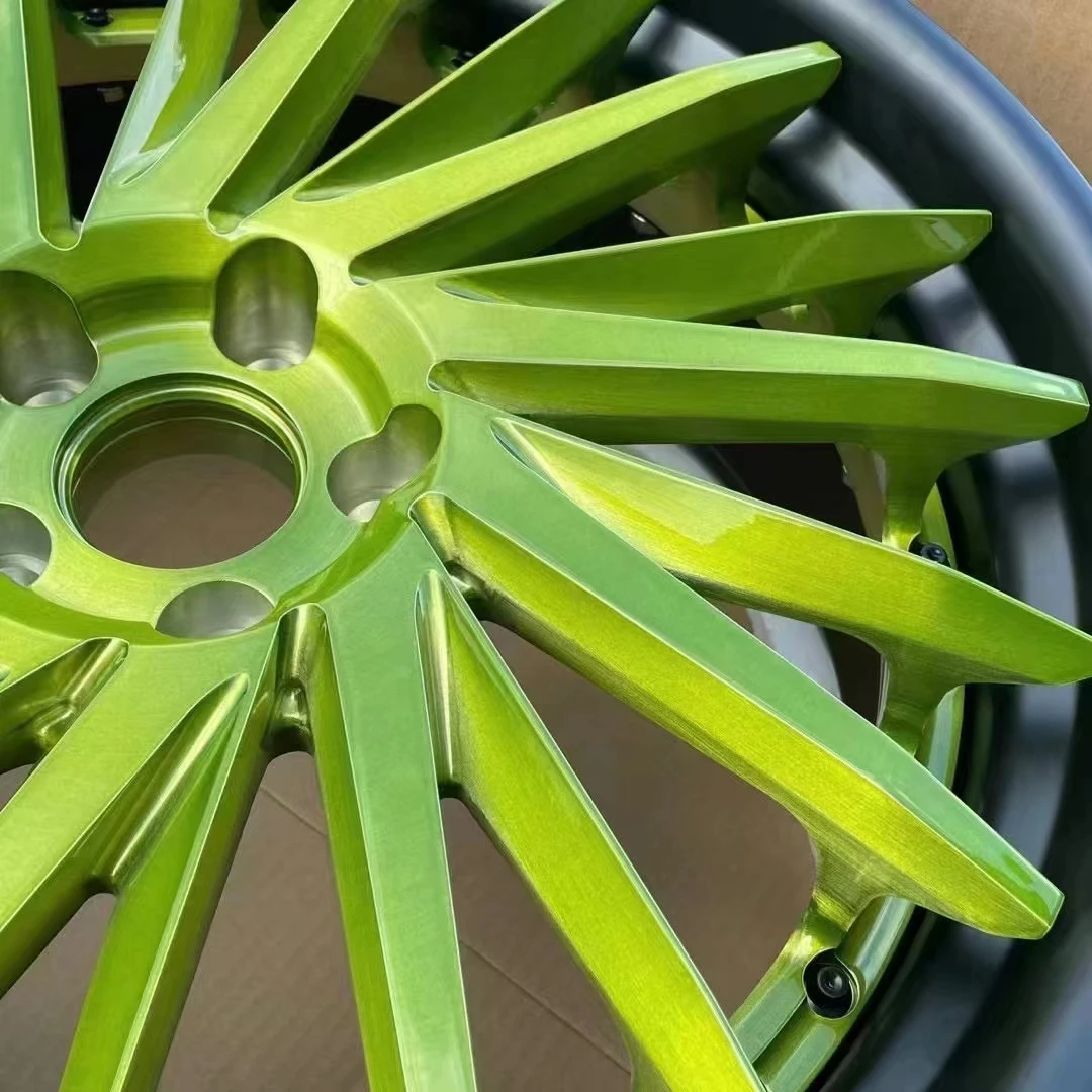 Green Brushed 2-Pieces Rims 6061-T6 Forged Aluminum Refitting Wheels 18 19 20 21 22 23 24 Inches For Cars Custom Modification