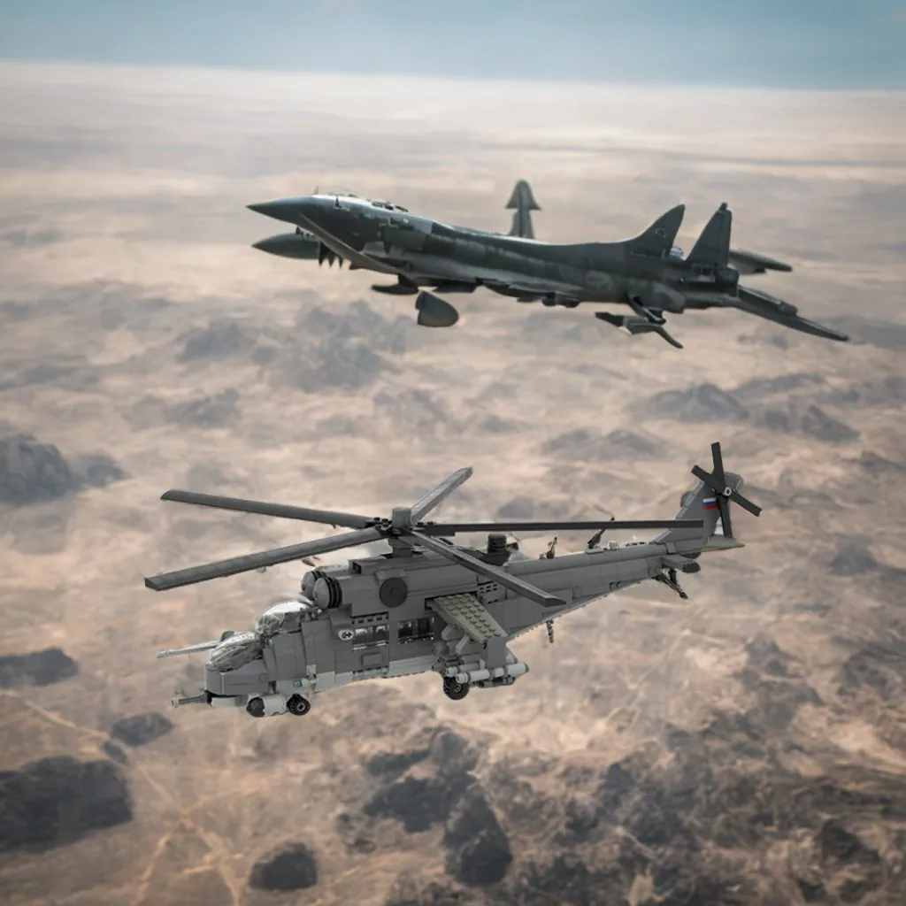 

1079 шт. Mil Mi-35 Hind 1:35 масштаб V2 MOC военная модель вертолета, образовательная модель, строительные блоки, игрушки на день рождения, подарок