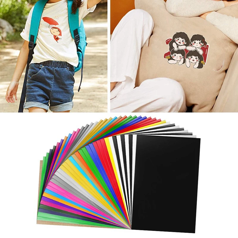HTV Heat Transfer Vinyl Bundle 36Pc 12 X 10In HTV Vinyl Sheets,Iron On Vinyl For Heat Press Machine DIY Fabrics T-Shirts