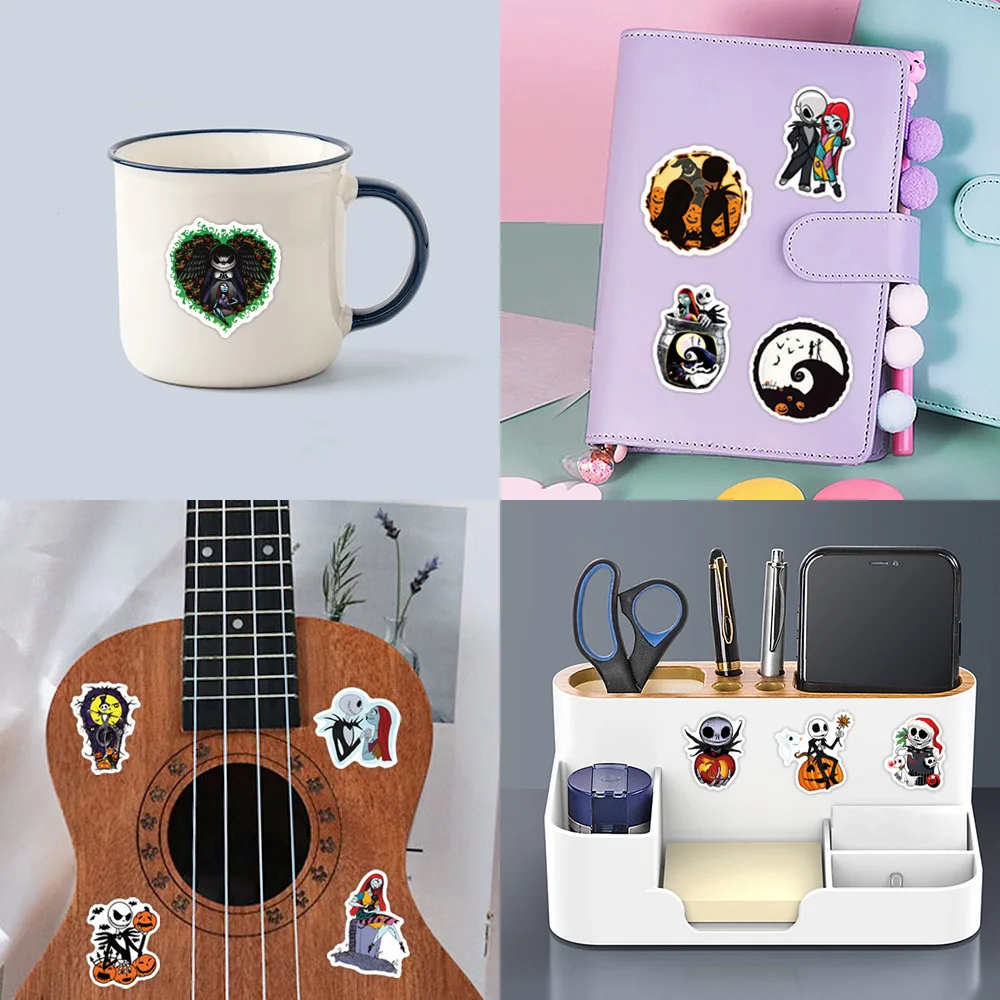 60 Stück Halloween Cartoon The Nightmare Before Christmas Dekorations-Handbuch Schreibwaren Tasse Computer Wasserdichte Aufkleber – Detail 18