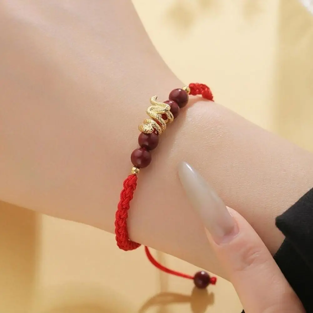 The Year Of The Snake Hand Woven Rope Peace Shunsui Blessing Snake Couple Bracelet Woven Red Rope Vermilion Hand Jewelry