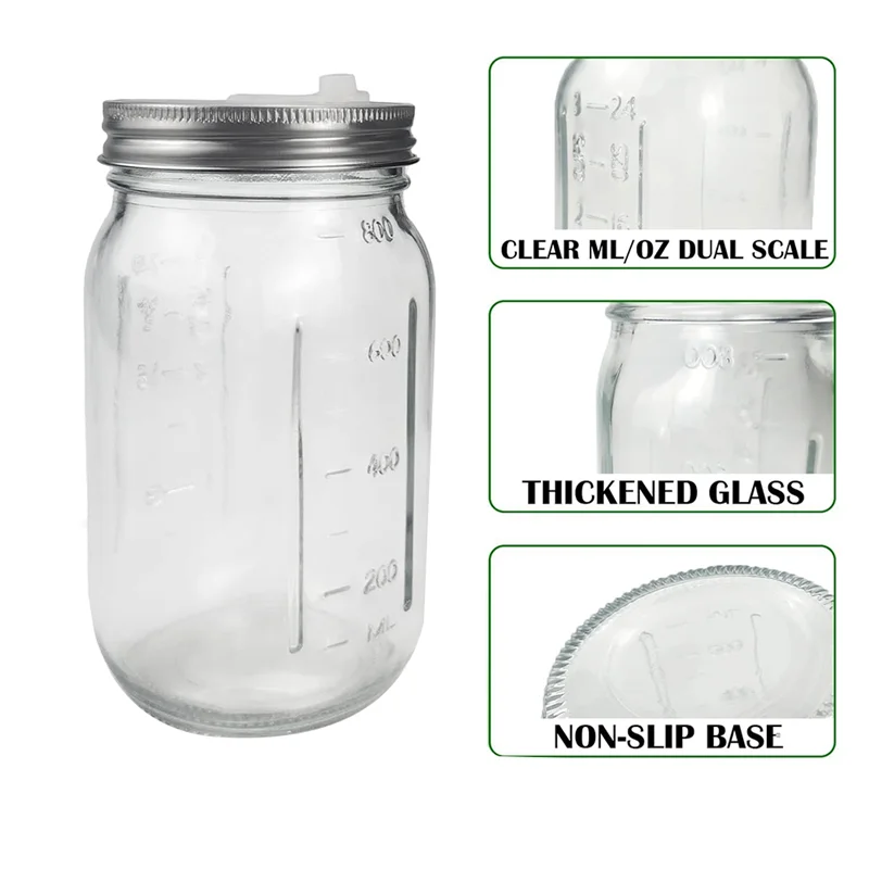 ABCA-2 Pack 32 Oz مجموعة تخمير جرة ميسون لبرطمان ميسون واسع الفم لصنع وتخزين الملفوف مجموعة تخمير كاملة #2