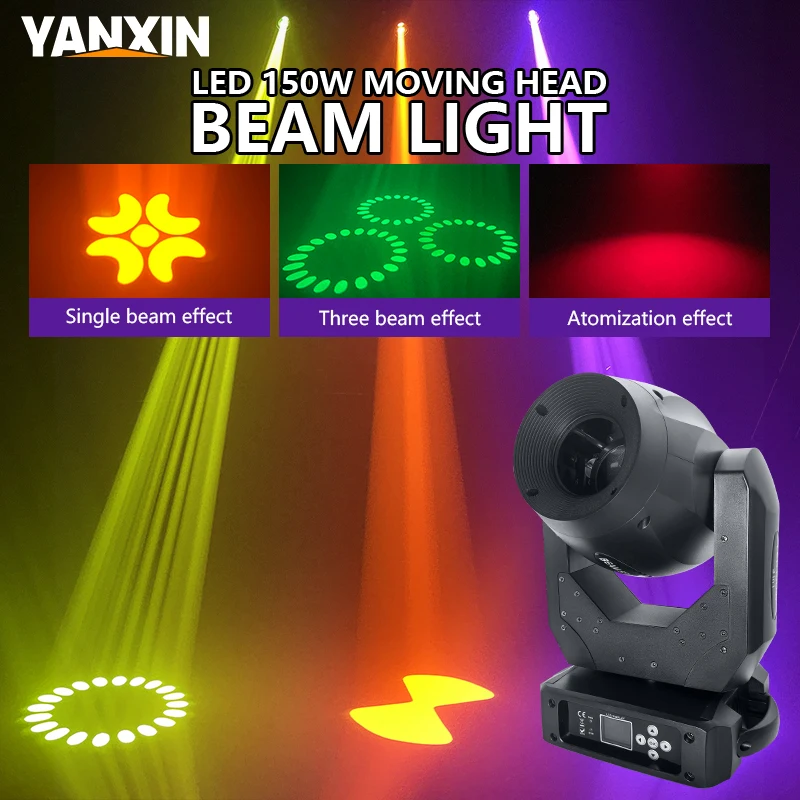 150W LED 3-in-1 Moving Head Light Beam Gobo Wash DMX512 Control Prism Strobe Effect Stage Light Club Wedding Party Event Show