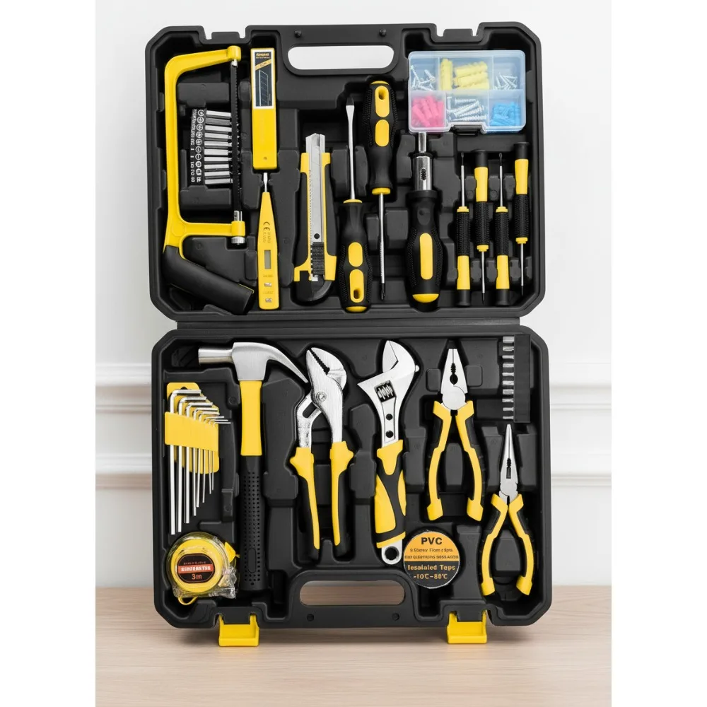 Kit d'outils de réparation domestique 148 pièces avec étui pour le bricolage, l'auto et l'entretien ménager-Durable et Portable