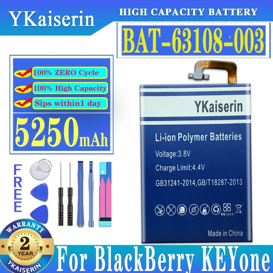 YKaiserin Battery BAT-63108-003 5250mAh for BlackBerry KEYone Batteries + Free Tools