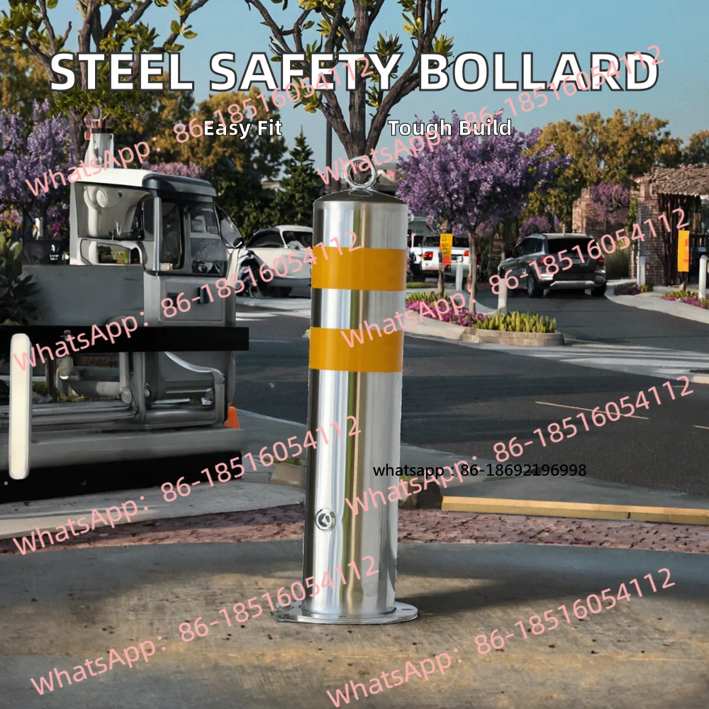 

New Premium 304Stainless Steel Bollard Traffic Road Anti-Collision Safety Upright Pole Barriers Pillar Category Traffic Barriers