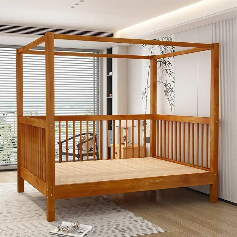 

Shelf bed Chinese 1.8m old-fashioned bed Double four-poster Solid wood South East Asia style classical bed and breakfast Wedding