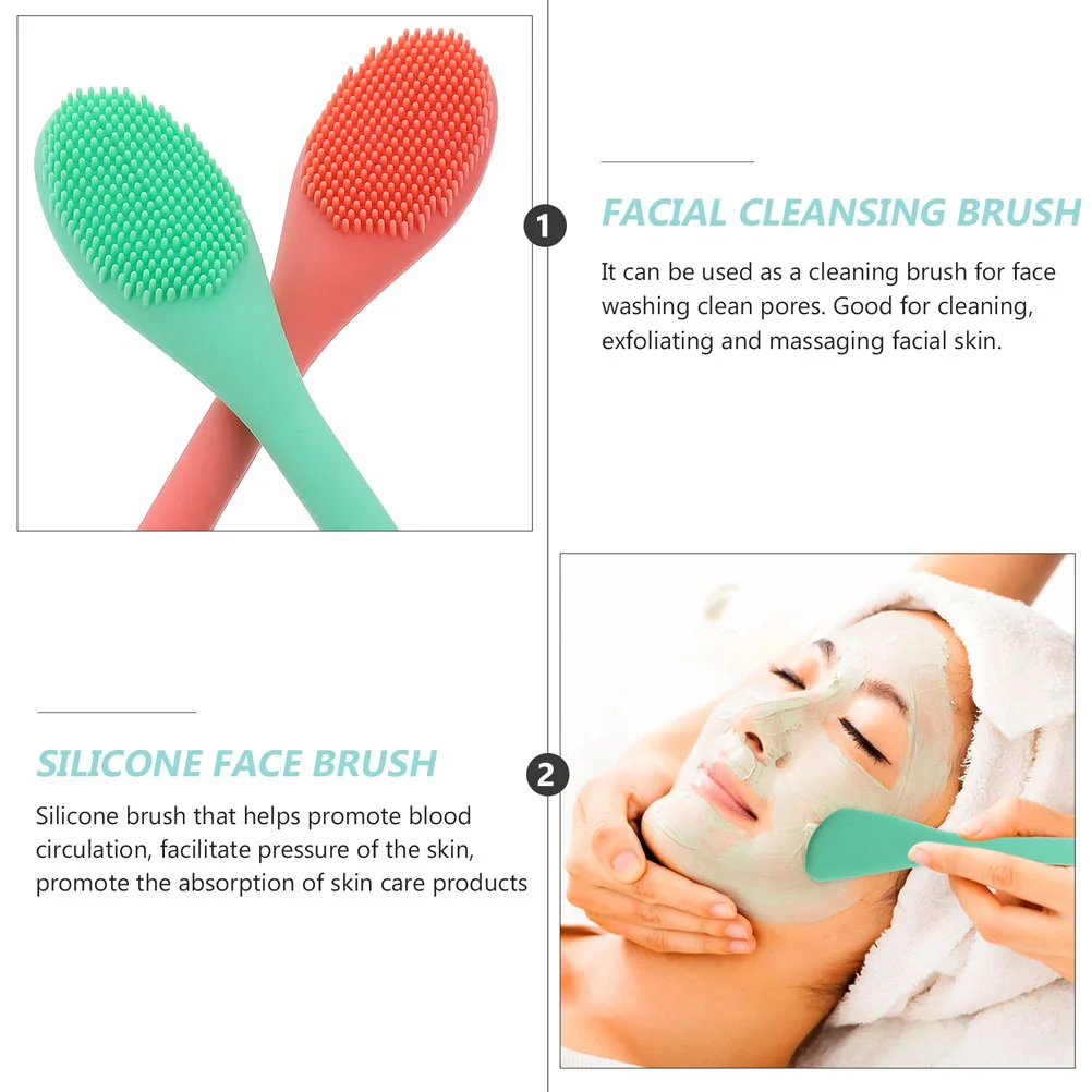 2 Pcs Silicone Face Brush Scraper Tool Facial Cleansing Lips Silica Gel Scrubber Tools