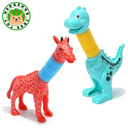 Kawaii Pop Tube Giraffe Anti-stress Toys Push It Bubble Balls Decompression Pipe Vent Fidget Toys for Kids Toddler Adults Gifts