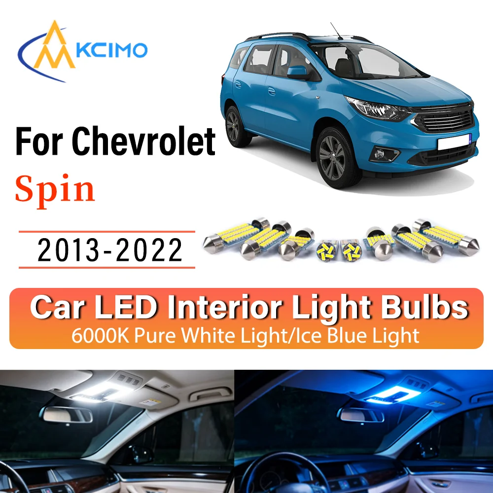 Kit de iluminación interior para Chevrolet Spin 2013-2022, bombillas LED para luz de techo, mapa, puerta, maletero y matrícula
