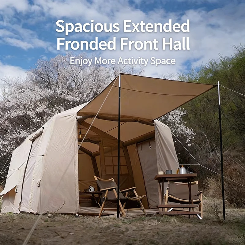 12 Square Meters Waterproof Four-Season Camping Inflatable Tent Double Layer Thick Cotton Fabric Spacious Design Large Area Roof