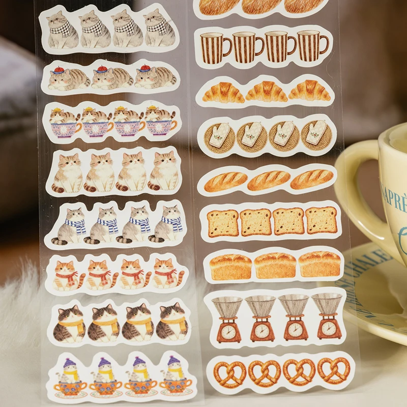 2m/roll Kawaii Japanese pet cat manga style PET die-cut tape DIY decoration scrapbook diary album stationery sticker