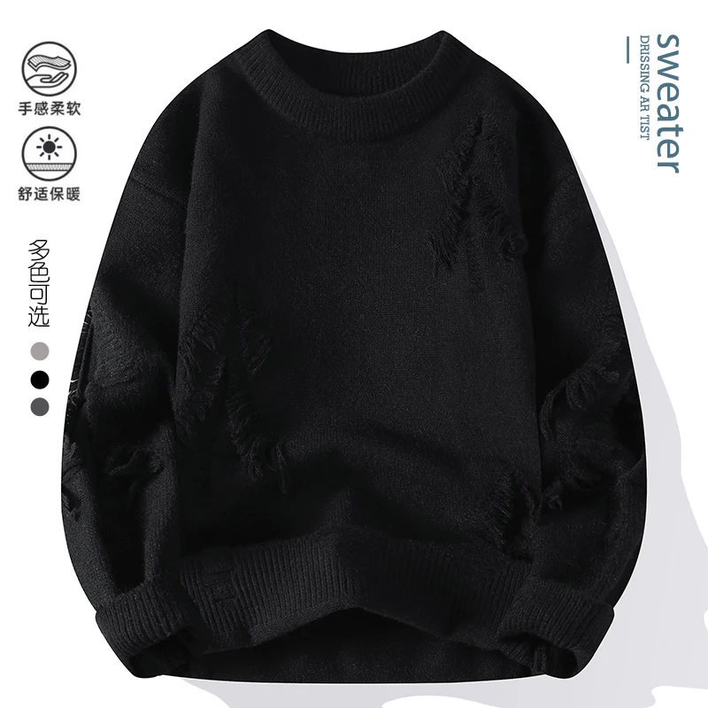 2025 winter korean style Sweaters men mens warm sweater mens fashion sweaters solid color Men's wool pullovers male M-4XL