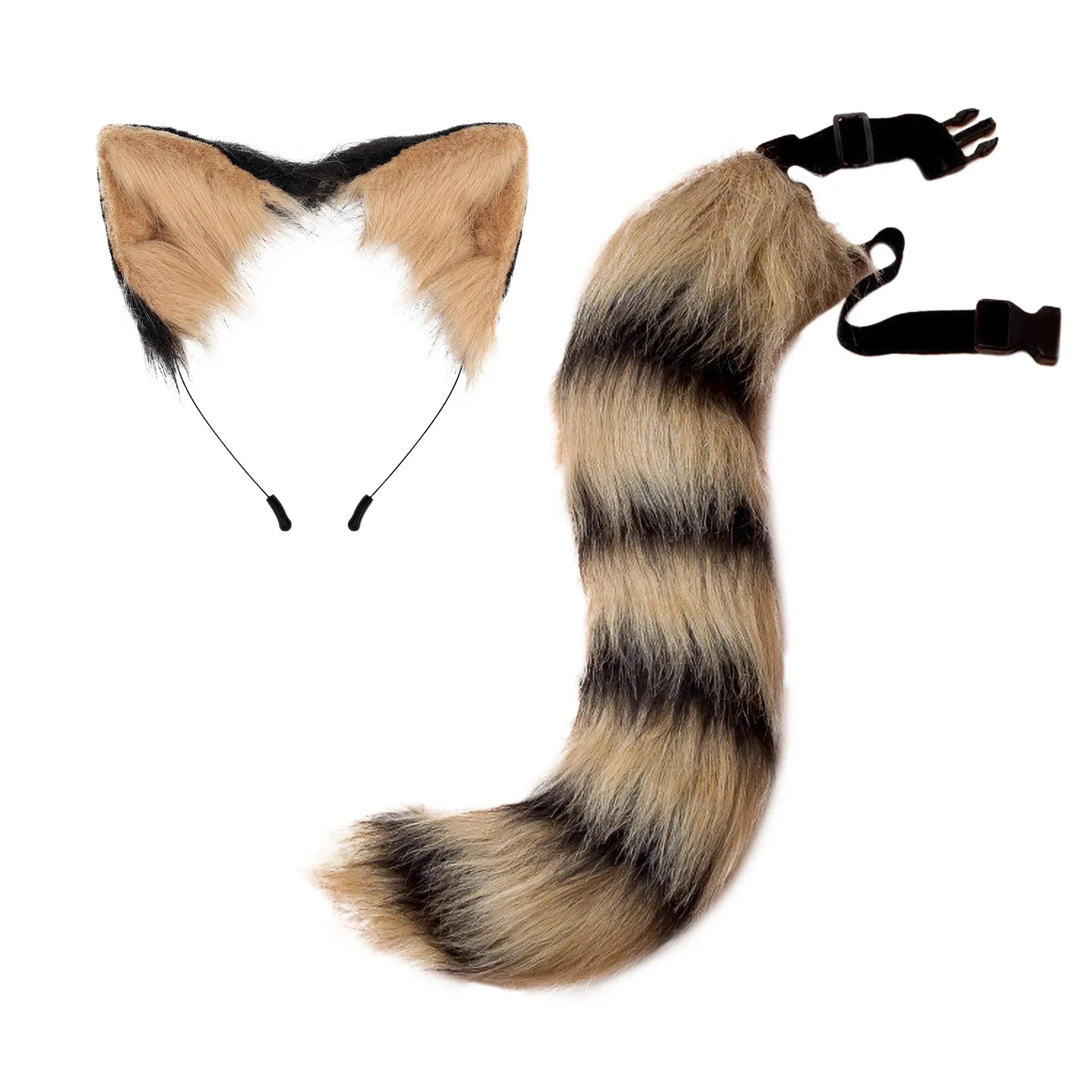 New Fox Cat Ears Therian Headwear Fluffy Animal Ears Headband Ears Hair Hoop Tail Set For Halloween Party Cosplay Accessories