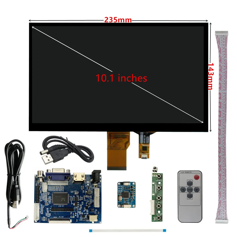 Imagem -02 - Polegada Tela de Exibição Lcd Portátil Multiuso Monitor Driver Placa de Controle Hdmi-compatível Vga av Digitador Touchscreen 10.1