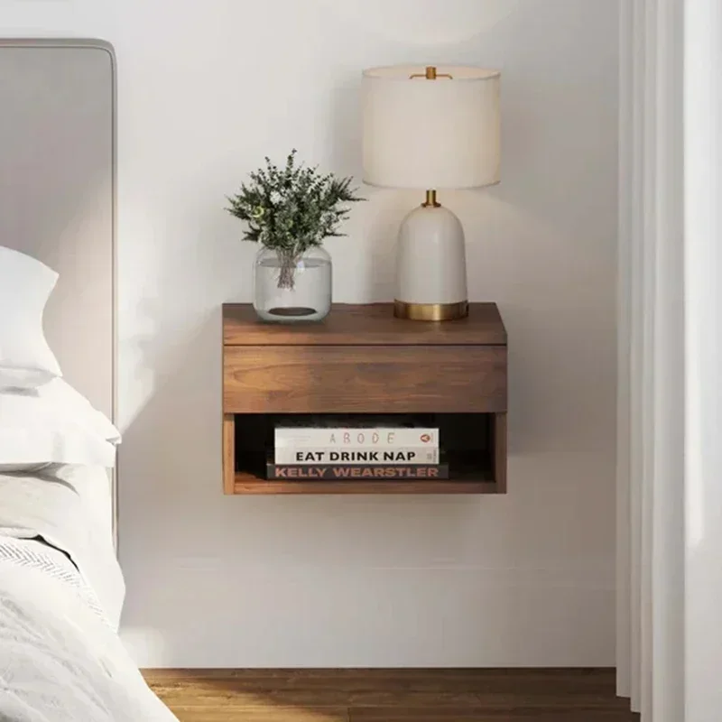 

Hidden Storage Floating Nightstand with Secret Compartment Wide 30 Cm Wood Mounted Bedside Table Modern New