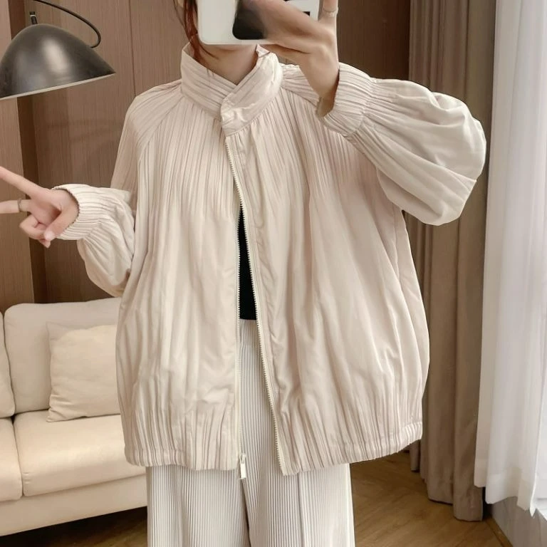 

Wrinkle Fashion Commuting Women's Clothing Causal Long Sleeved Short Windproof Jacket