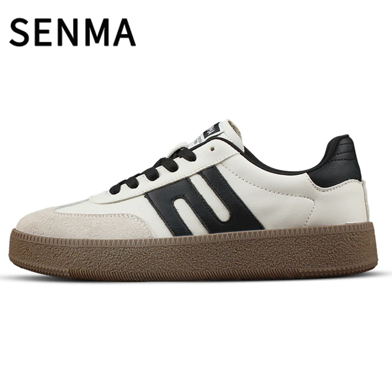 Sepatu Sneakers Kasual SENMA untuk Wanita dan Pria, Sol Tebal Retro, Model Low Top, Sepatu Tenis, Tali, Nyaman untuk Berjalan
