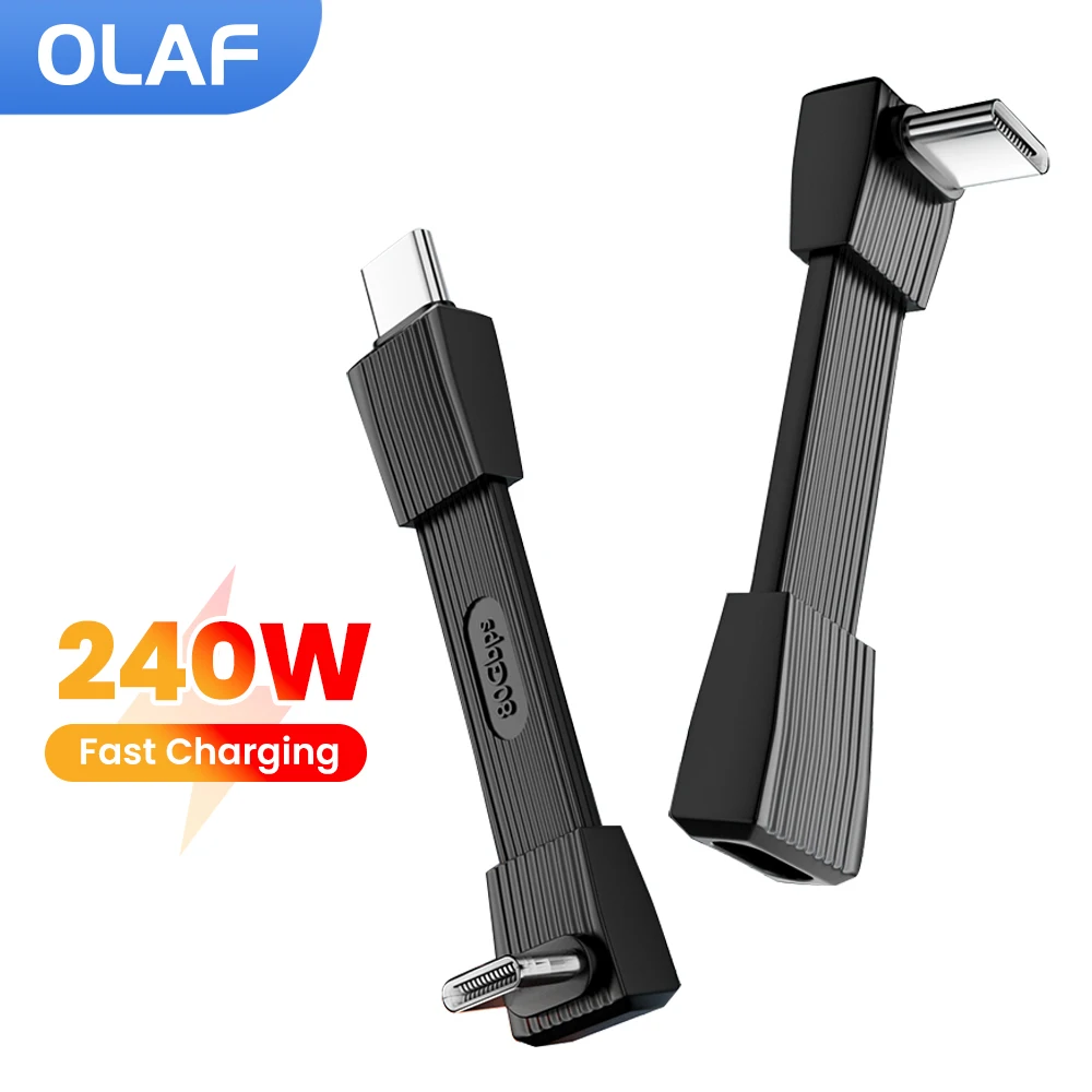 

Короткий кабель 240 Вт типа C к кабелю типа C для быстрой зарядки 80 Гбит/с для передачи данных для iPhone16 17 Sumsung USB C-кабель 8K при 60 Гц 51 мм/67 мм