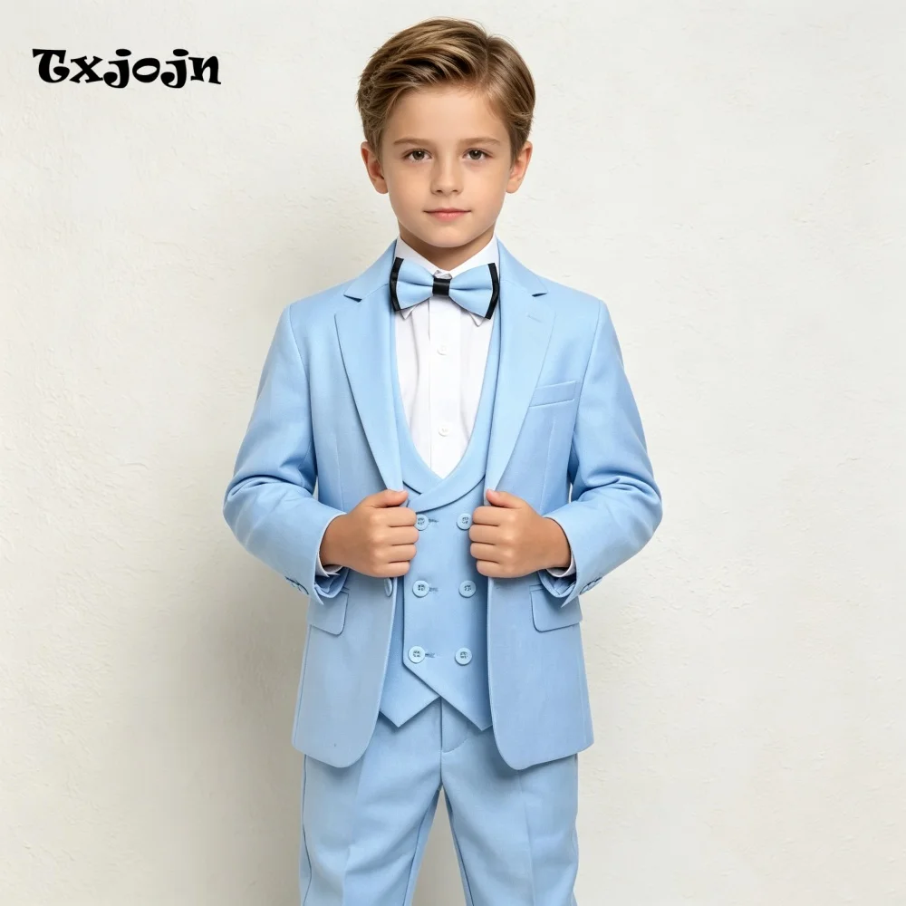 Formal Suit Set for Boys Trend Homecoming Tuxedo Wedding 3 Piece Jacket Pants Vest Kids Blazer Set Slim Fit Tailored Outfit