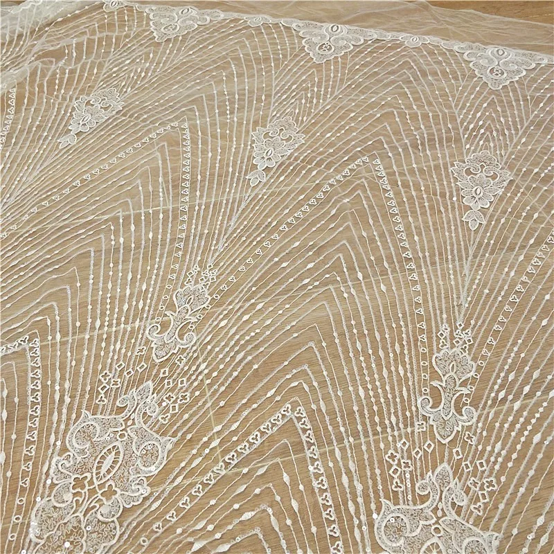 جديد مخطط الدانتيل والتطريز الترتر شبكة DIY اليدوية ستائر الباب ، لوازم فستان الزفاف ، الملابس اكسسوارات الديكور