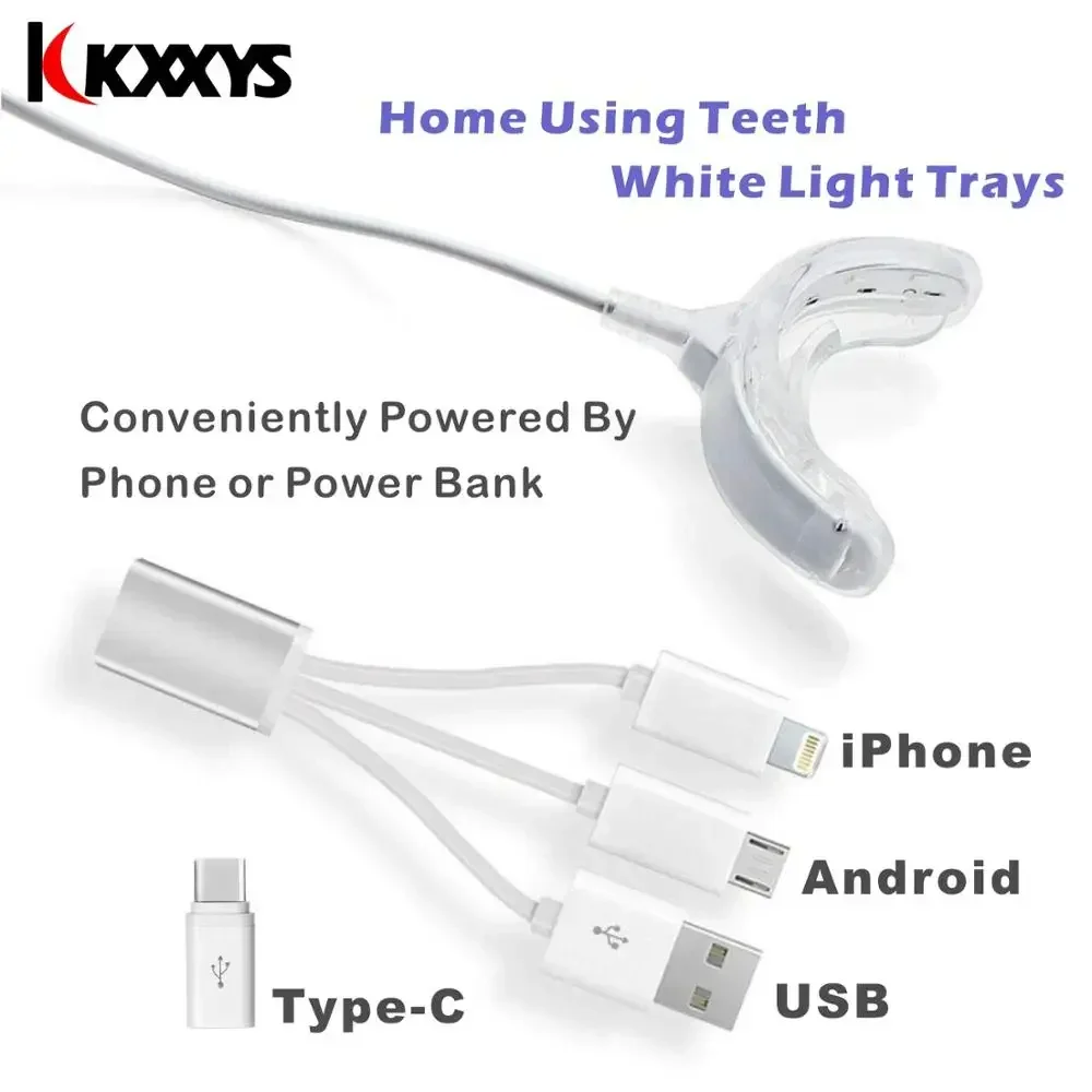Portable Smart Cold Blue Light LED Dental Bleaching System Tooth Whitener Device Dental Whitening Has 2 Gel Kit Teeth Bleaching