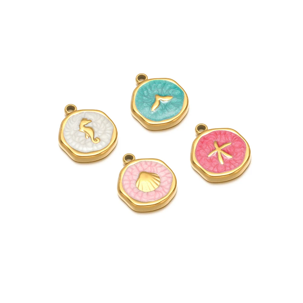 5Pcs Stainless Steel Enamel Star Shell Charms Multicolor Pendants for DIY Earrings Necklace Findings Handicrafts Jewelry Making view 4